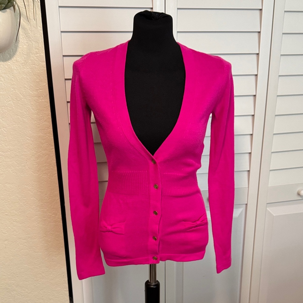 Lilly Pulitzer NWT Pink  Mambo Button-Front V-Neck Cardigan Size XS